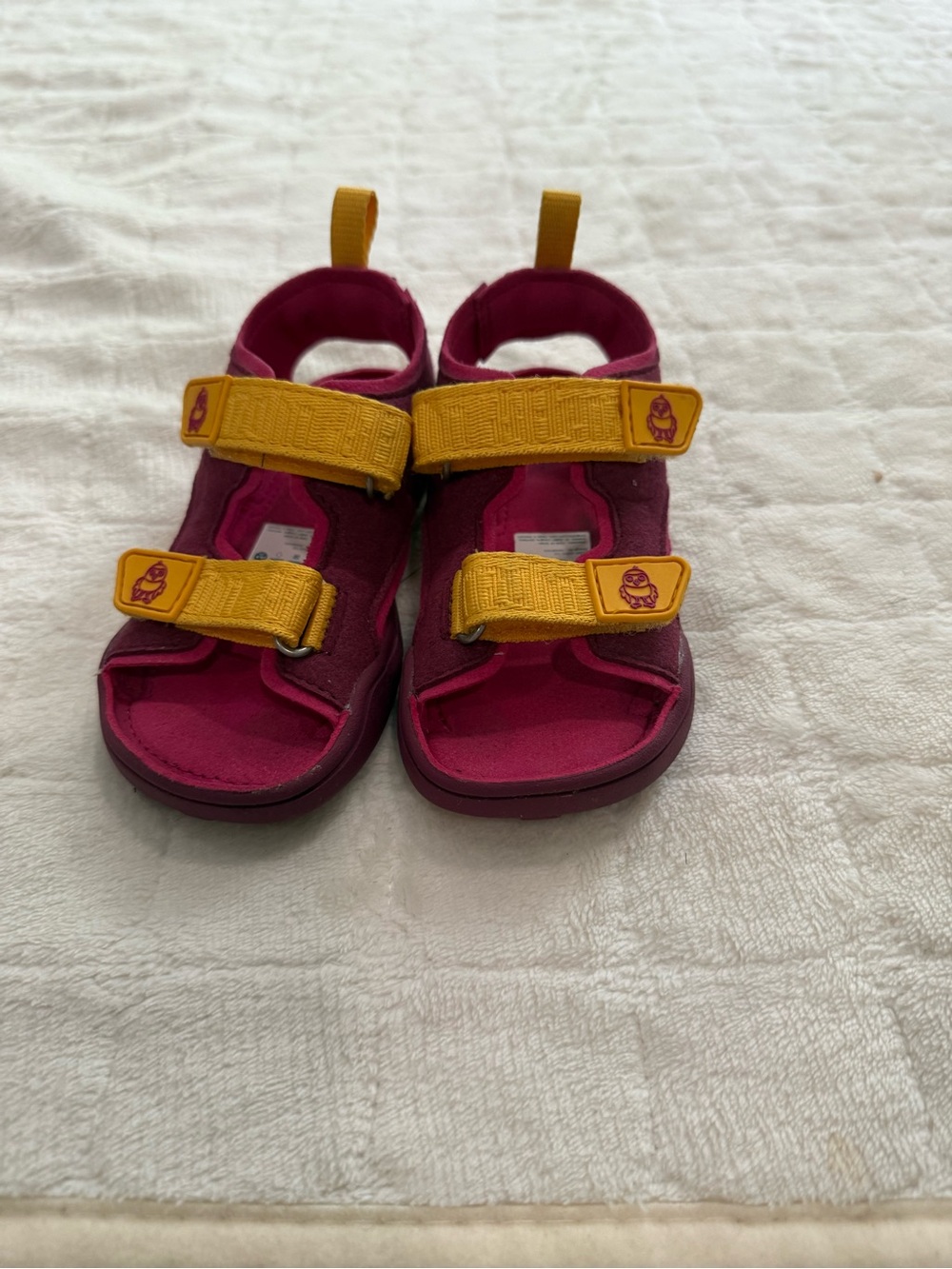 Barefoot , German  Affenzahn brand a Kids Pink and Yellow Hook-and-Loop Sandals